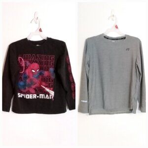 Boys black Spiderman and gray Russel athletic long sleeve t shirts size 8 medium